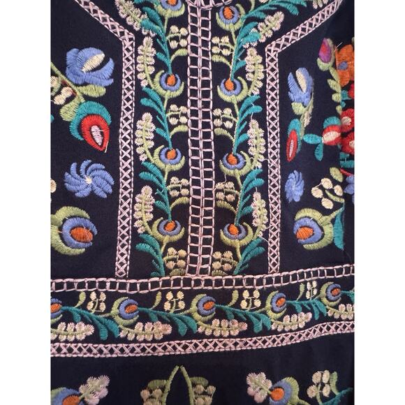 La Reyna Embroidered Boho Dress M. Coachella CottageCore Bohemian Chic Festival - Picture 10 of 10